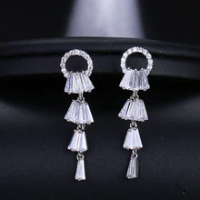 Emmaya модные элегантные супер длинные для женщин девочек AAA Циркон Серебряные серьги гвоздики ювелирные изделия Вечерние