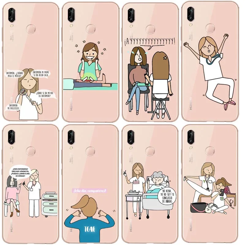 

Spain Cute Cartoon Medicine Nurse Doctor Dentist TPU Soft Silicone Case For Huawei P8L P20L P20LITE P30 Mate 8 10 Mate 20Por RS