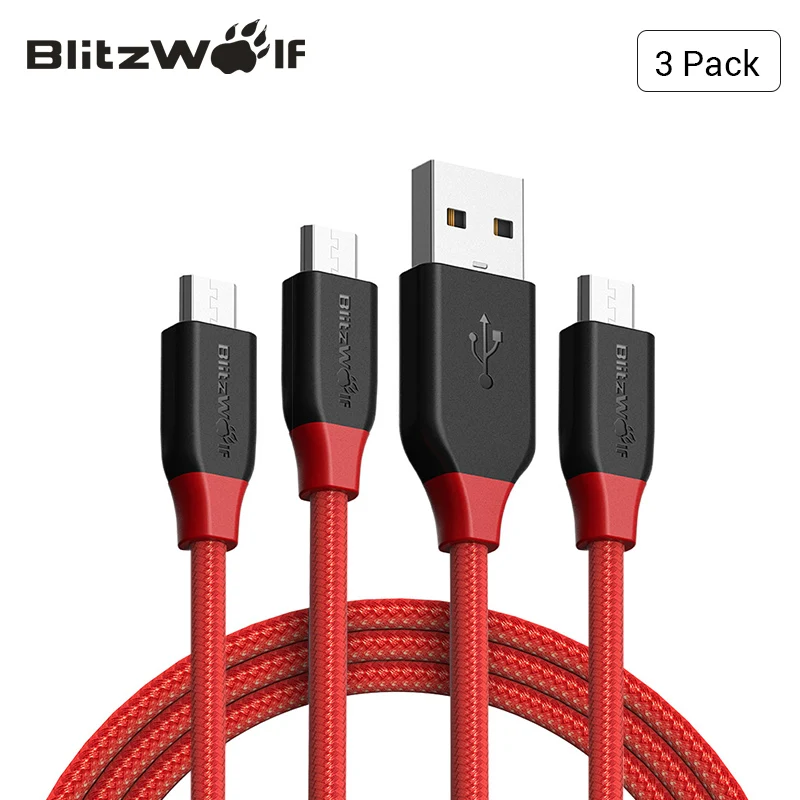 BlitzWolf 3Pcs/lot USB Cable Micro USB Cable Data Phone USB Cable