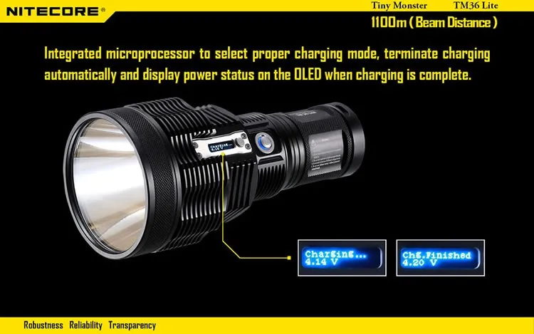 NITECORE крошечный Монстр TM36Lite SBT-70 PA-C2 1800LMs светодиодный перезаряжаемый фонарик 1100 м дальность луча 4x батарея+ зарядное устройство+ NHM10