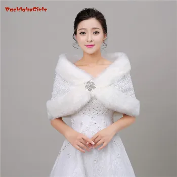 

High Quality Faux Fur Wedding Wrap Bolero Jackets Bridal Coat Cape Cloak Shawls Scarves Stock