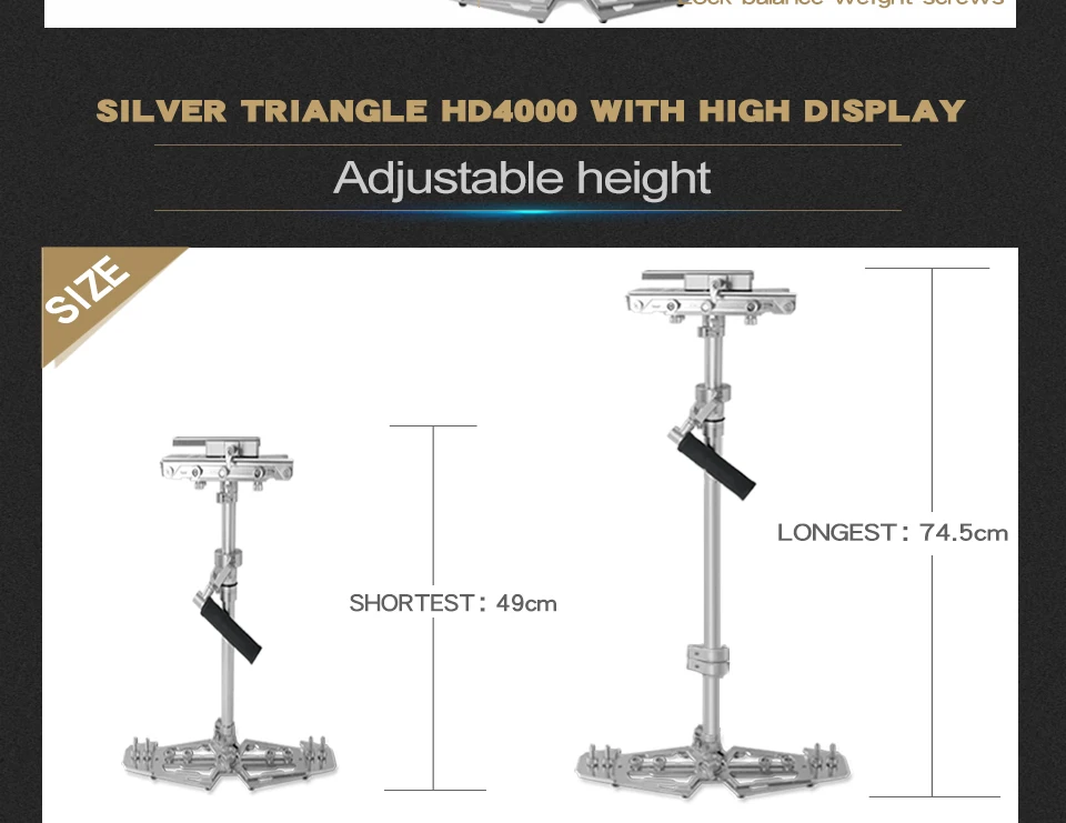 Wieldy HD 4000 алюминиевый-магниевый сплав камера Ручной Стабилизатор DSLR steadicam 0-7 кг видеокамера steadycam