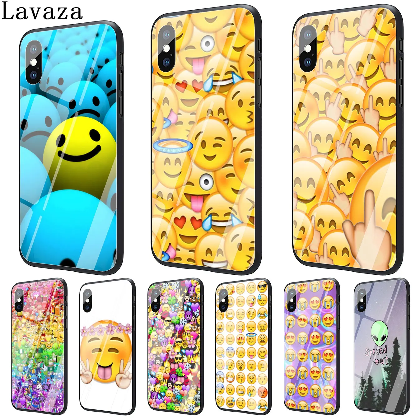 Lavaza smile Coque Funny Emoji Happy Tempered Glass Phone Cover Case