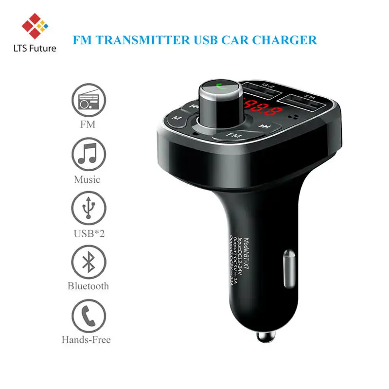 

Multi Function Handsfree Bluetooth Car Kit MP3 FM Transmitter Audio Player 2 Dual USB Port Quick Charging Fast Car Phone Charger