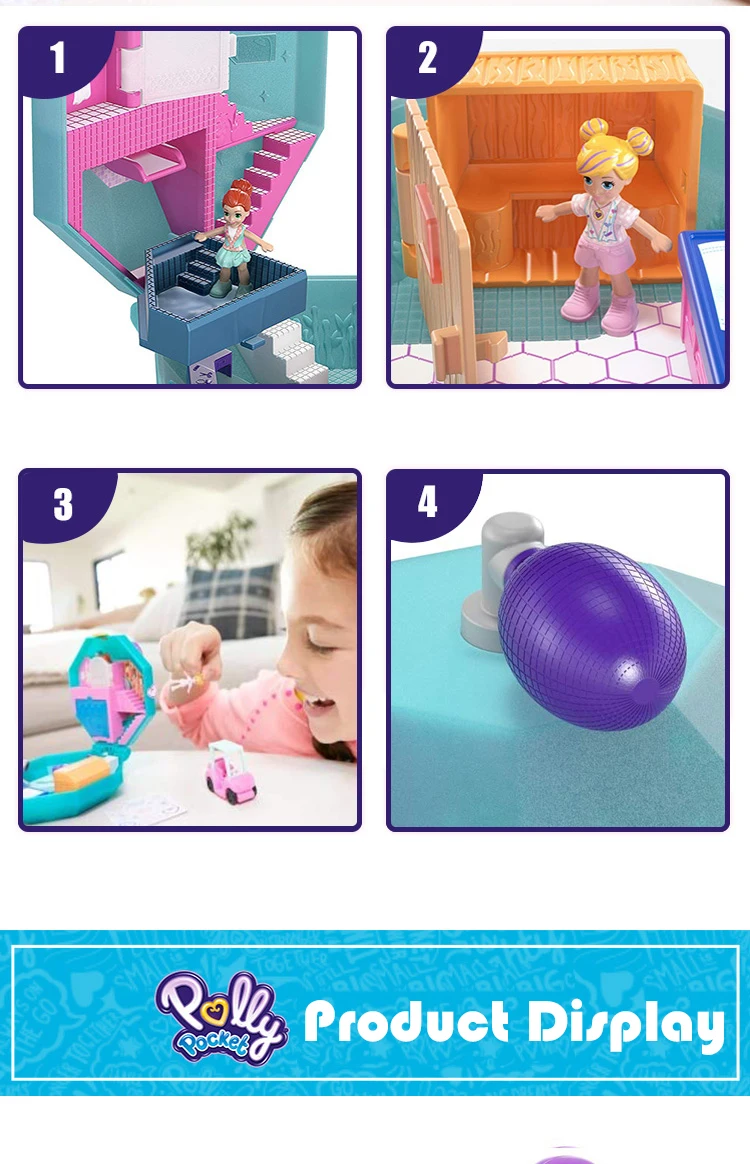 Polly Pocket Мини-кукла для девочек, 10 стилей, скрытая сцена в мире, девичий домик, куклы, оригинальные игрушки для детей, Русалочка, детская игрушка, реборн