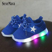 Светодиодный светильник, обувь для детей 1-3 лет, детские кроссовки с задней частью, светильник, Розовая обувь для девочек, дышащая повседневная обувь для малышей, черная/синяя, B08012