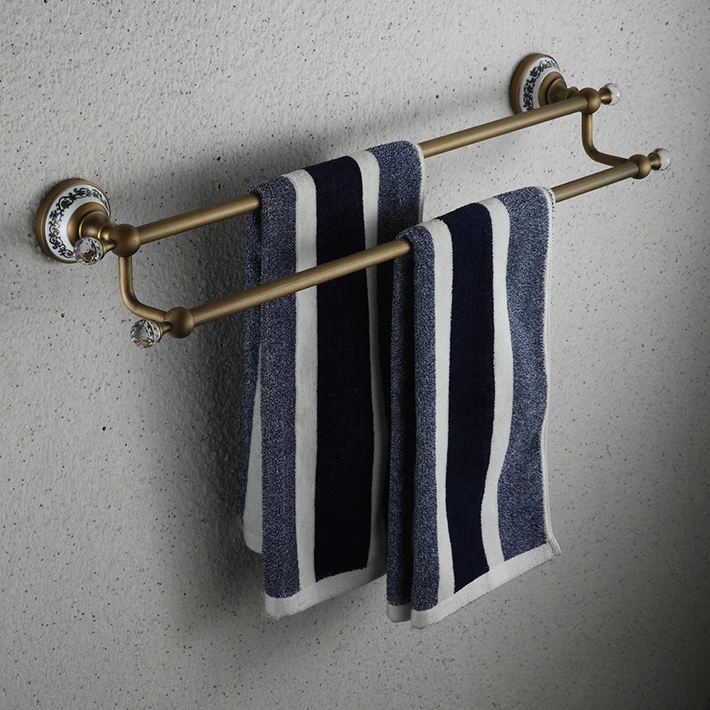 Double Towel Bar with ceramic Antique brass finish/Towel Holder,towel