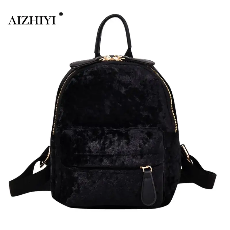 

Women Soft Velvet Backpack Casual Teenage Girls Small School Shoulder Bag Female Simple Travel Rucksack Bolsas mochila feminina