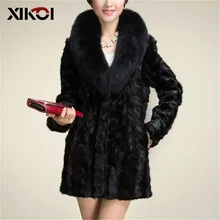 XIKOI высококачественное роскошное Женское пальто из искусственного меха, зимнее теплое модное длинное женское пальто из искусственного меха, куртка
