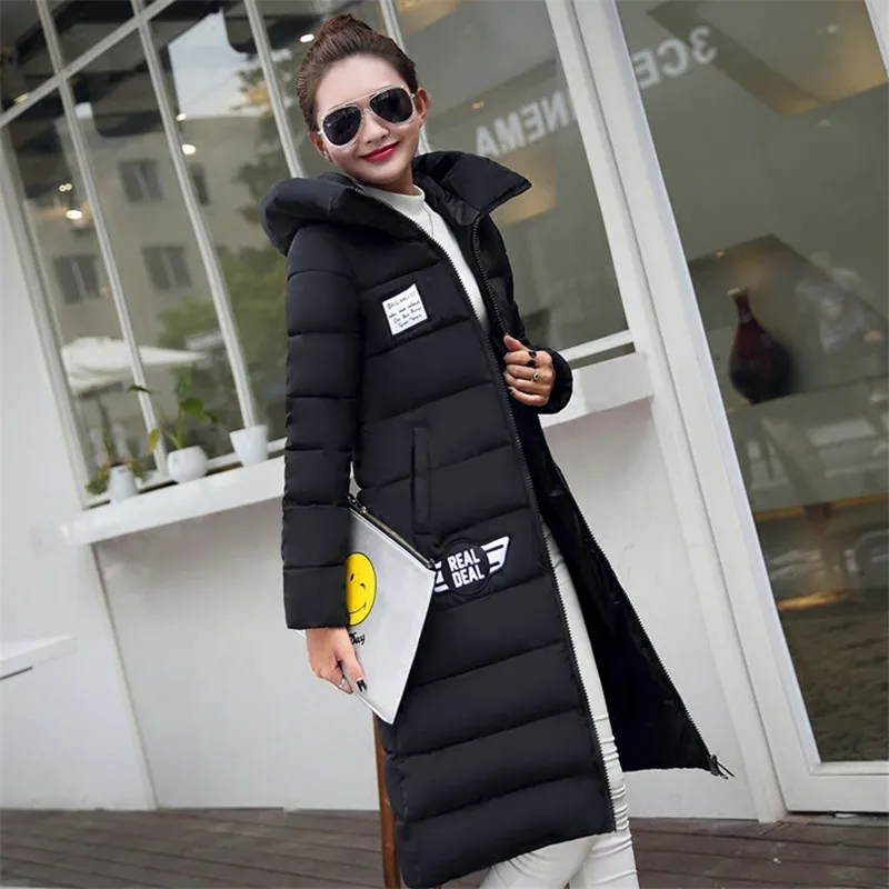 2019 New Fashion Long Winter Jacket Women Slim Female Coat Thicken Parka Maxi Cotton Clothing Red Clothing Hooded Student C2541