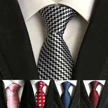 Новинка 18 цветов 8 см шелковый галстук для мужчин Высокое качество клетчатые и полосатые геометрические Галстуки мужской модный галстук для свадебной вечеринки