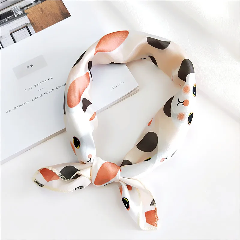 50X50CM Fashion Women Square Scarf All-match Wraps Elegant Floral Dot Spring Summer Head Neck Hair Tie Band Neckerchief