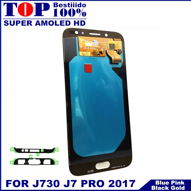 Super AMOLED lcd s для samsung Galaxy J7 Pro J730 J730F ЖК-дисплей с кодирующий преобразователь сенсорного экрана в сборе Контроль яркости