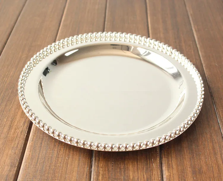 

Metal Plate With Pearl Pattern Thickened Wedding Decoration Diameter 25CM