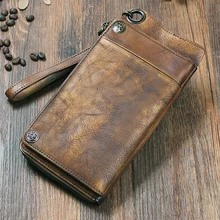 Модный винтажный мужской кошелек из натуральной кожи, кожаный кошелек, мужской кошелек, длинный клатч, кошелек, сумка для денег, мужской кошелек, держатель для карт