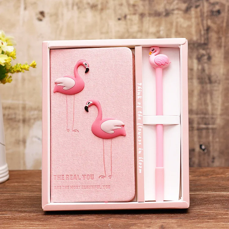 

Jonvon Satone Pink Girl Notebook Zakka Lovers Flamingo Notebooks Gift Box Set School Supplies Planners Escolar Stationery Sketch