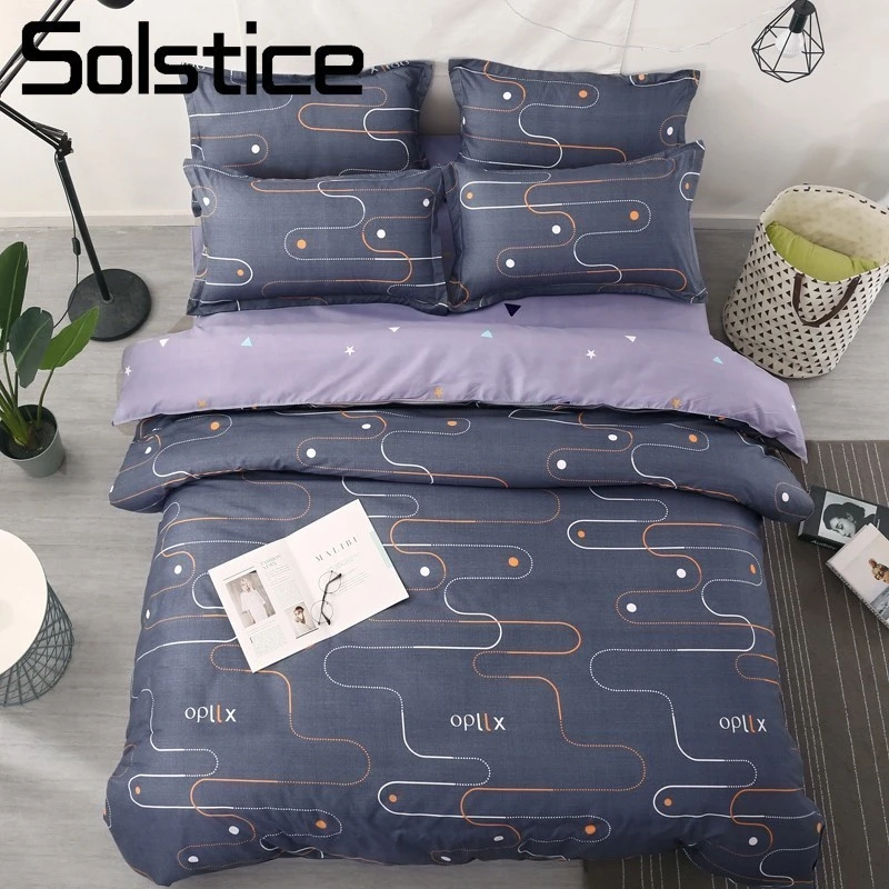 Solstice Home Textile Fashion Simple Style Bedlinen Boy Teen Bedding Sets Duvet Cover Flat Bed Sheet Pillowcase King Twin 3 4pcs Bedding Sets Aliexpress