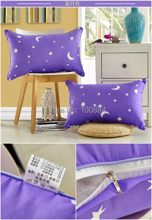 Фиолетовые лунные звездообразные подушки 2 шт./лот, размер 48x74 см стоящий материал микрофибра наполнитель постельные принадлежности Подушка, спальная подушка