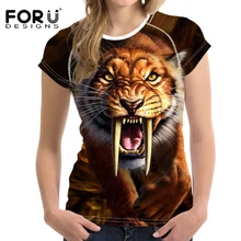 FORUDESIGNS 3D Crazy Tiger T Shirt Women Stylish Brand Lady Casual Tops Tees Blusa Plus Size Female O Neck T-shirt for Girls