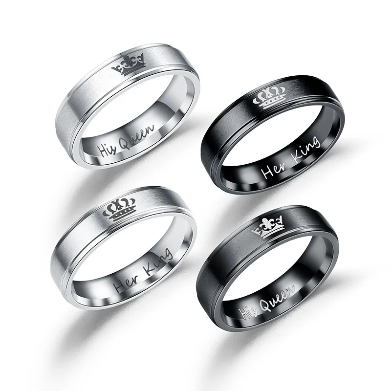 buy Fashion King Heart Stainless Steel Ring Men Black Silver Rings for Man Women Party Jewelry Ring Acero Inoxidable Joyeria O3X641