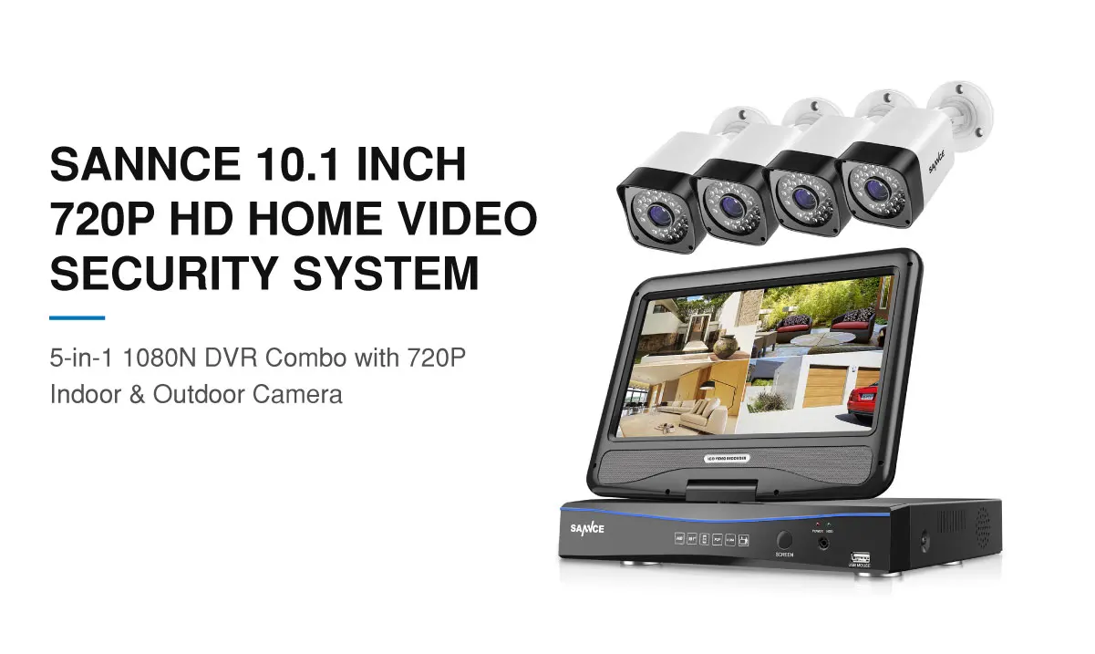 Sannce 4CH 5in1 10 дюймов displayer 1080N HDMI/VGA Выход DVR 4 шт. 720 P HD TVI ИК- безопасности Камера CCTV Системы комплект видеонаблюдения