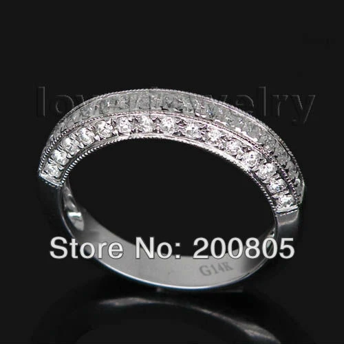 

Big Saving!Vintage 14Kt White Gold 0.57Ct Natural Diamond Wedding Band Ring For Wedding Party SR344
