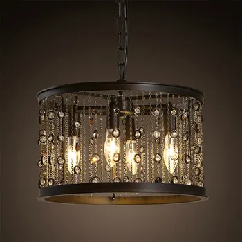 

American Creative Droplight Crystal Pendant Lamp Fixtures For Dining Room Industrial Loft Style Hanging Lights Indoor Lighting