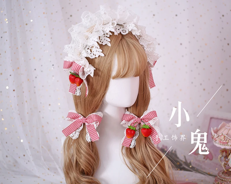 Cosplay&ware Sweet Is The Strawberry Soft Lace Lolita Hair Hoop Japanese Sister Kc Straw Hat Head Band Edge -Zentai shop online