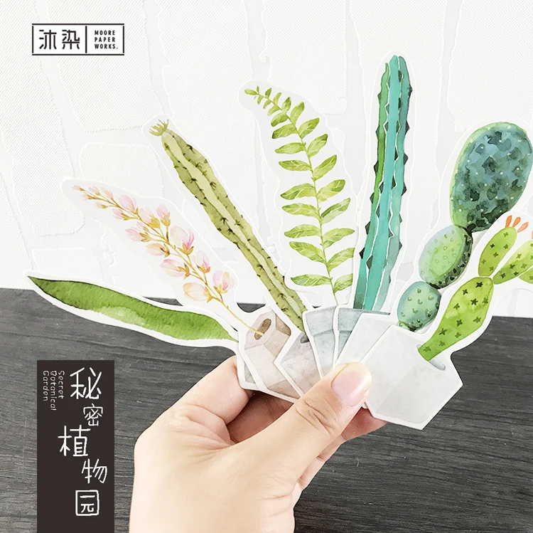 

30 Sheets/lot Cute Green Potted Plants Paper Bookmark Cute Diy Book Marker Page Holder Korean Stationery Office School Supplies