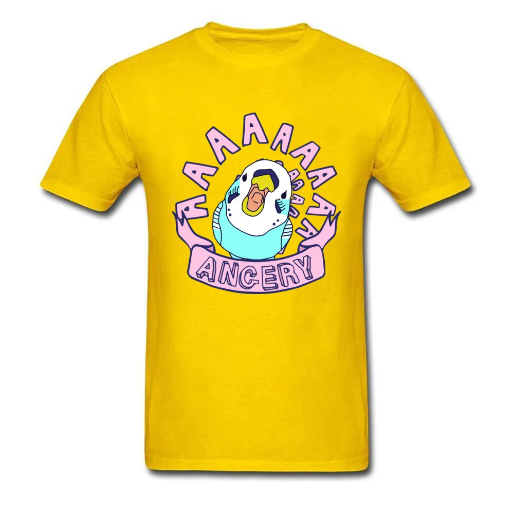Tops T Shirt angery budgie VALENTINE DAY Short Sleeve Pure Cotton Round Collar Boy Tshirts Simple Style T Shirt Hip Hop angery budgie yellow