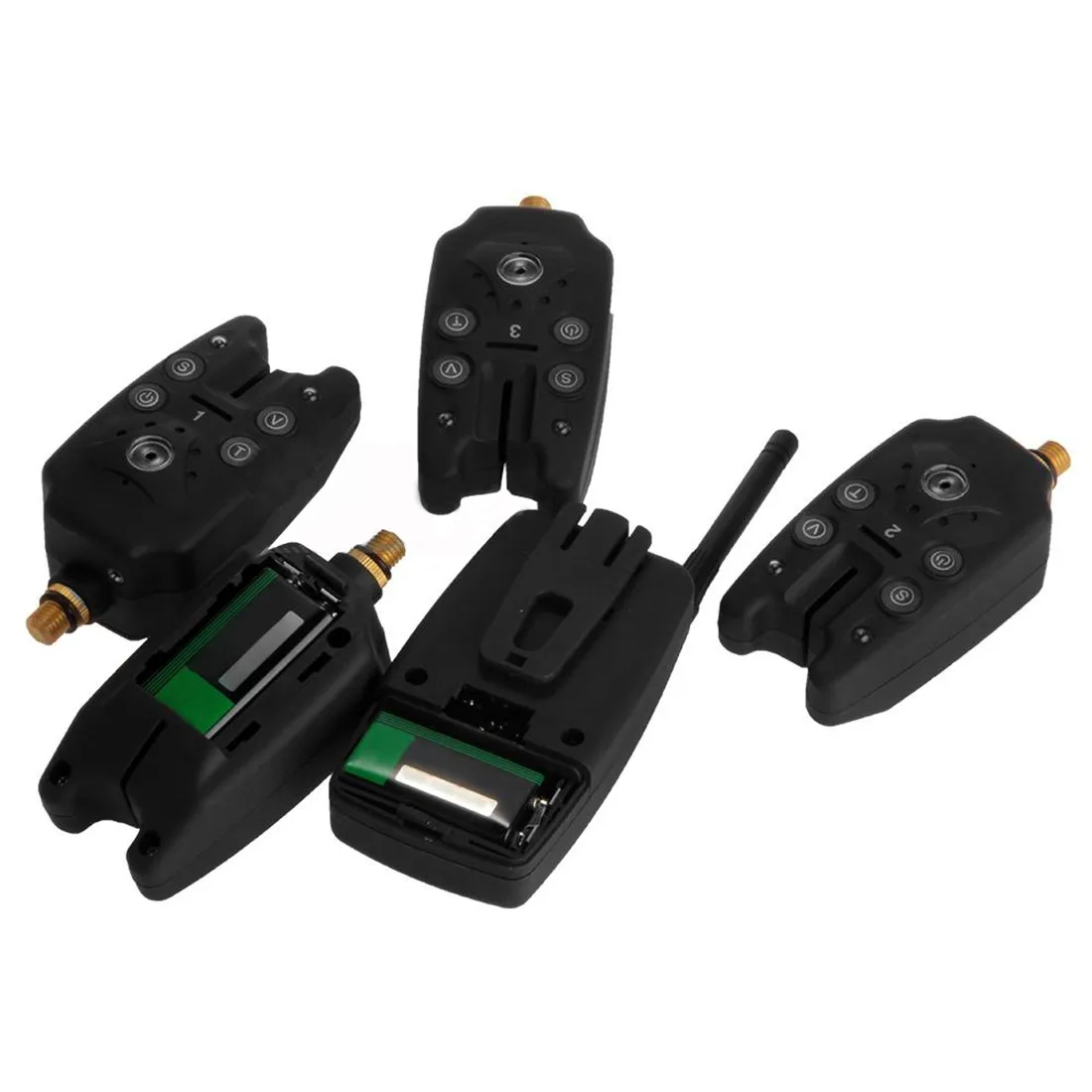 

2018 Hot sale Durable Set 4 PCS Wireless Blue LED Fishing Bite alert Receiver Black
