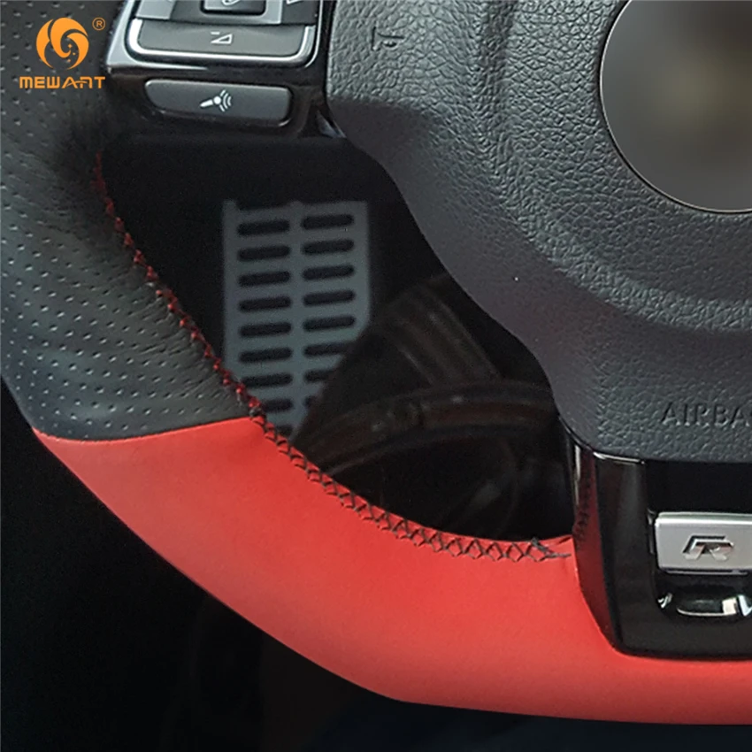 Чехол на руль для Volkswagen Golf 6 GTI MK6 VW Polo Scirocco R Passat CC Line 2010|leather steering wheel cover|steering coverwheel