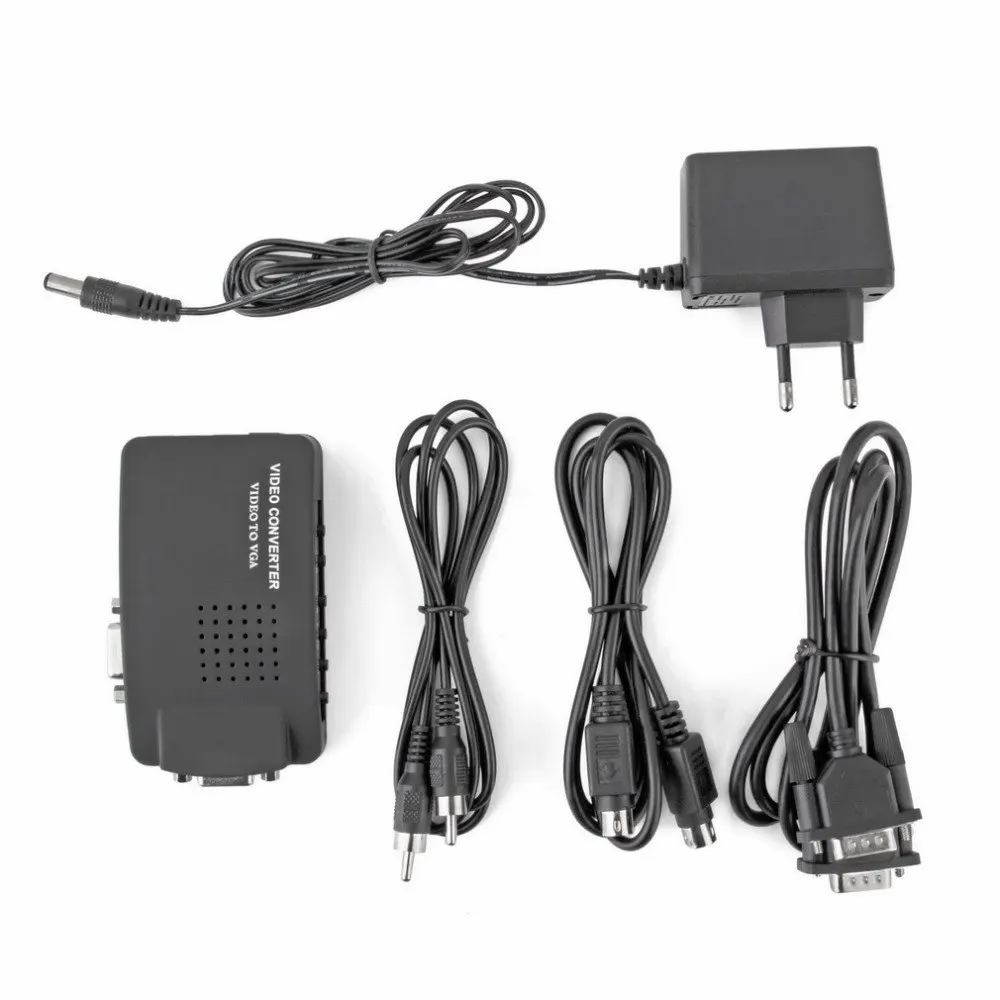 

1pcs Composite Video AV S-Video RCA to PC Laptop VGA TV Converter Adapter box Hot Worldwide