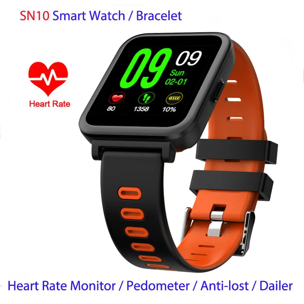 

Bluetooth Music Sync Notifier SN10 Smart Watch Pedometer Heart Rate Sleep Monitor Waterproof Antilost Intellgent Bracelets