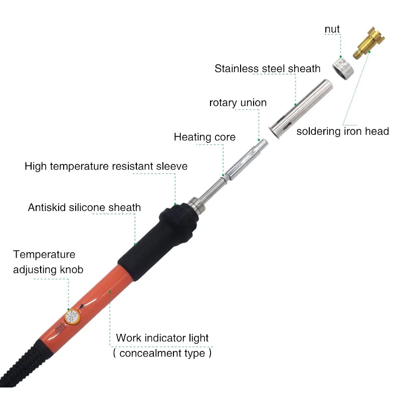 Высокое качество 37 штук регулируемой температуры Регулируемая паяльная ручка резьба Электрический паяльник костюм 60 Вт