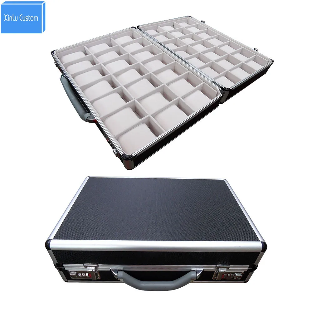 Luxury 42 Grids Soft Travel Watch Suitcase Aluminum Alloy with Handlle