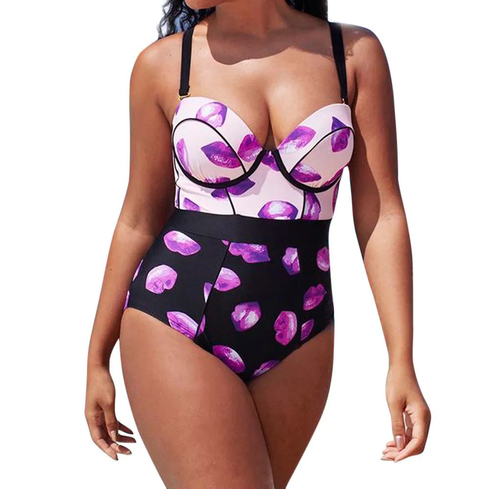 

Women Plus Size One Piece Monokini Swimwear Push-Up Padded Bikini Swimsuit monokini brasileiro swimwear large size trikini