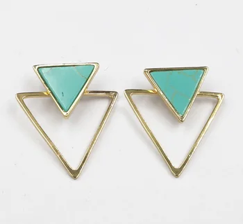 

YA2311 Stone Triangle Two Layer Stud Earring 18x18mm,30x30mm