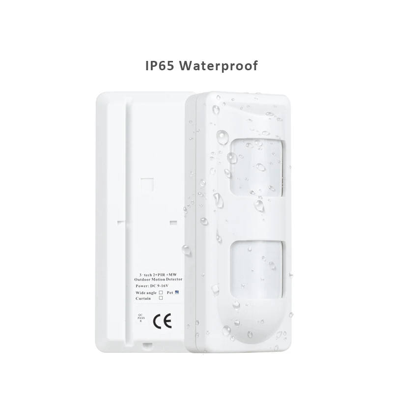 2pcs Wide Angle/Curtain/Pet Friendly Dual PIR Sensor Outdoor PIR Microwave Detectors Waterproof for Wired Alarm System