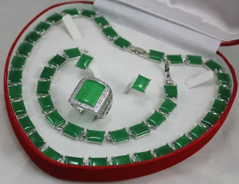 

Free shipping set 0029 Jade necklace, earing, bracelet ring set (A0424)