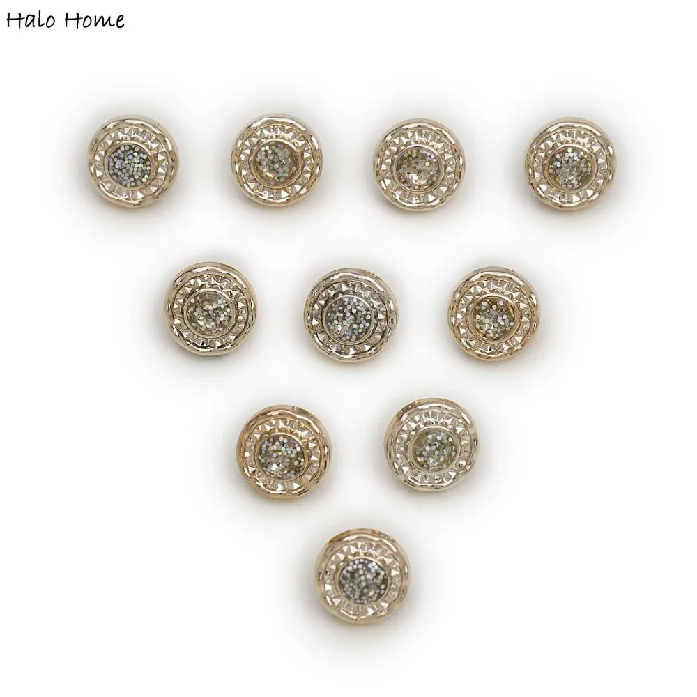 

50pcs Gold Round Shank Resin Sequins Decoration Buttons Home Sewing Scrapbooking Clothing Decor 13mm