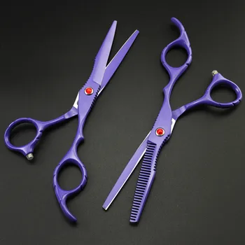 

professional Japan 440c steel 6 inch voilet hair scissors set hair cutting salon barber thinning shears hairdressing scissors