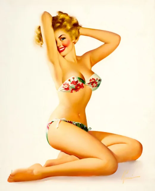 Pop Chubby Bikini Girl Pin Up Vintage Poster Classic Retro Kraft Canvas 