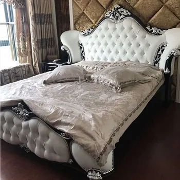 

Made In China Hot Selling Classic Solid Wood Leather Bed
