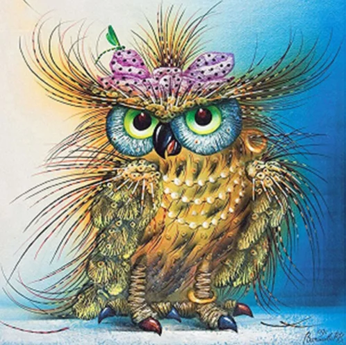 5d Diamond Embroidery Picture Colorful Owl Bird Painting Animal Square Mosaic Cross Stitch Embroidered Animals | Дом и сад