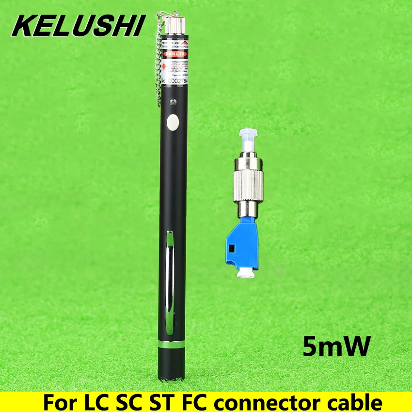 

KELUSHI 5mW Visual Fault Locator Fiber Optic Cable Tester 3-5KM with FC-LC fiber adapter for SC FC LC ST Universial Connector
