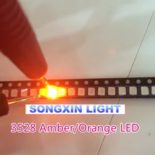 500 шт. SMD Led 3528/1210 оранжевый/Янтарный Smd/smt Plcc-2 Высокое качество ультра яркий светильник-диоды