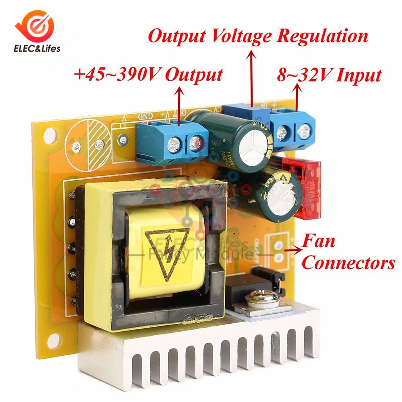 DC-DC 8~ 32V до 45~ 390V повышающий преобразователь высокого напряжения ZVS повышающий усилитель печатная плата модуля функция защиты 88% эффективность