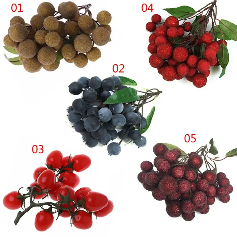 Bunch Lifelike Artificial Fruit Fake Fruits Disply Home Party