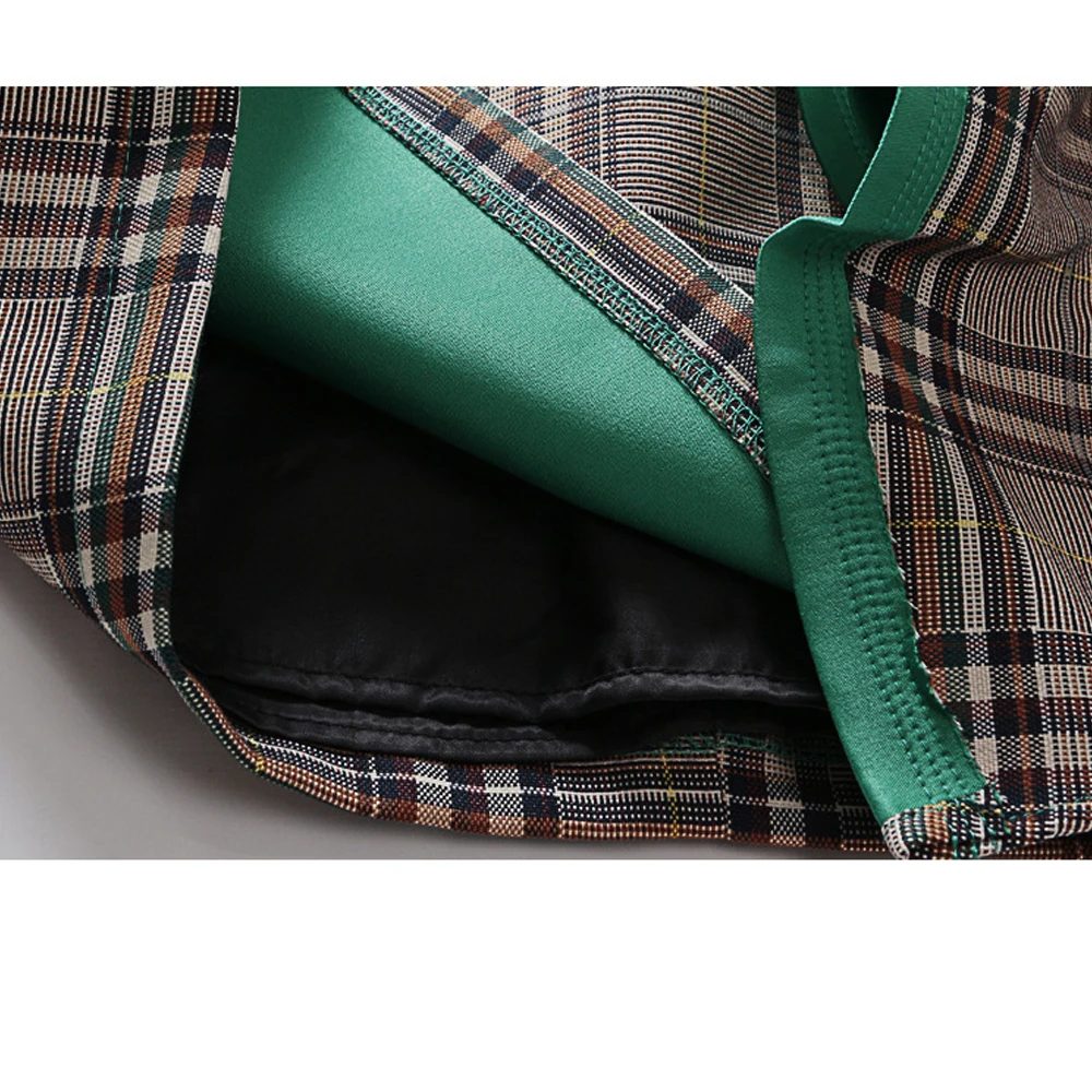 Женская короткая стильная цветная клетчатая юбка с оборками, дизайнерская мини-юбка трапециевидной формы из тонкого хлопка FS0710